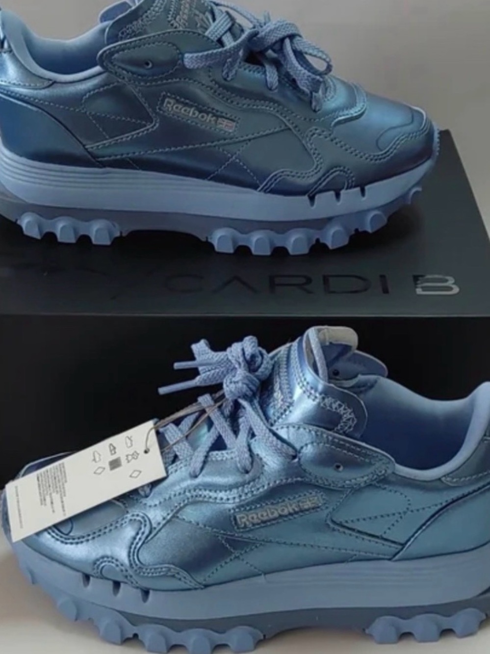Reebok Metallic Light Blue Chunky Platform Sneakers
